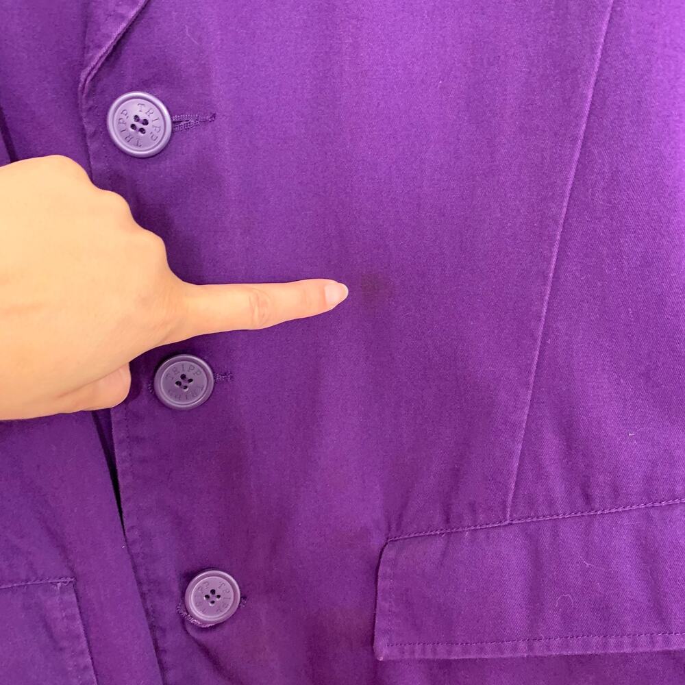 TRIPP NYC Purple Gothic Trench Coat Long Button Front Jacket Alt Grunge Medium - Picture 5 of 16